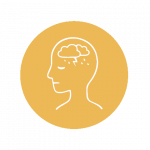 Zeichnung eines Kopfes, in dem Gewitterwolken und Regen abgebildet sind