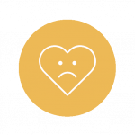 Zeichnung eines Herzen mit traurigem Gesicht